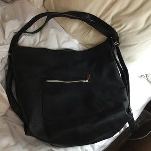 Black large shoulder bag. Leather like